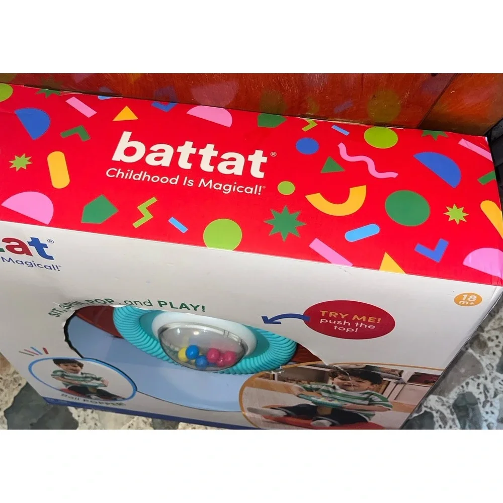 Battat Twist & Spin Toddler Spinning Toy with Ball Popper Orange Teal 18mo+ NEW
